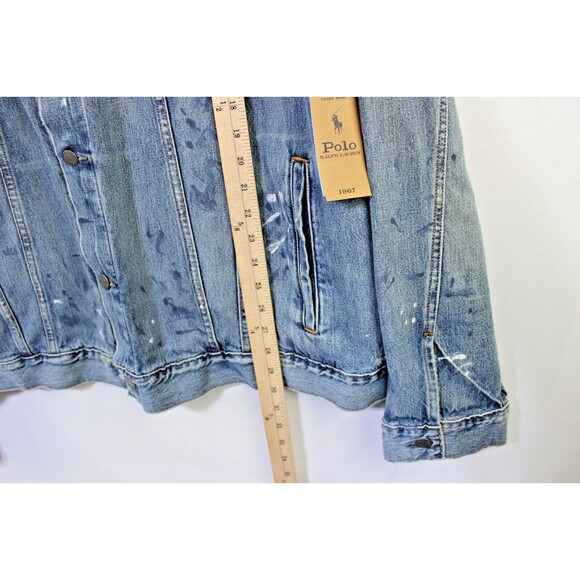 NWT Polo Ralph Lauren 3XLT Paint Splatter Rugged Trucker Denim Jean Jacket - Picture 2 of 12
